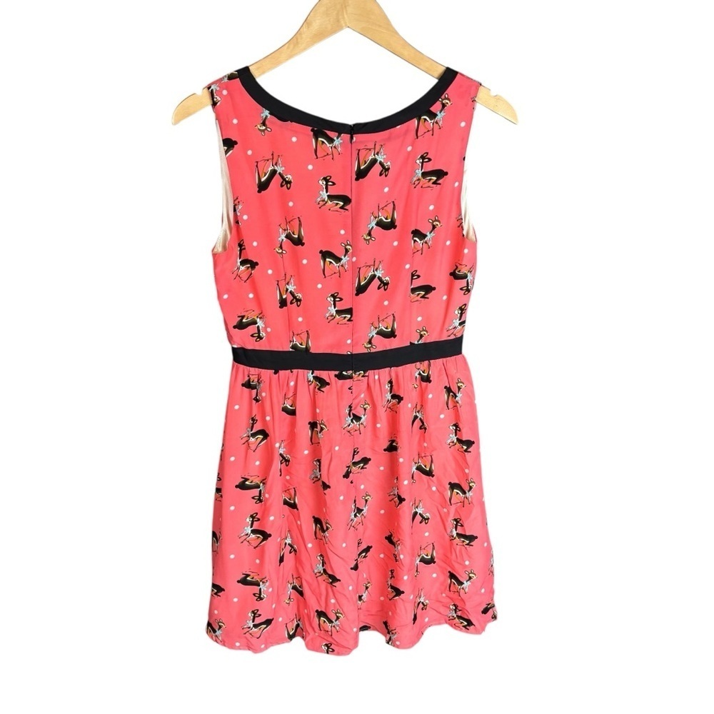 Max C London Black and Pink Sleeveless Deer V-Neck Sundress sz 8 - Picture 2 of 4